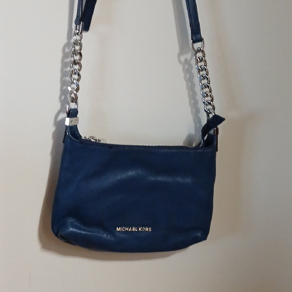 Michael Kors Handbags - MICHAEL KORS Navy Crossbody Bag with Silver Chain Strap